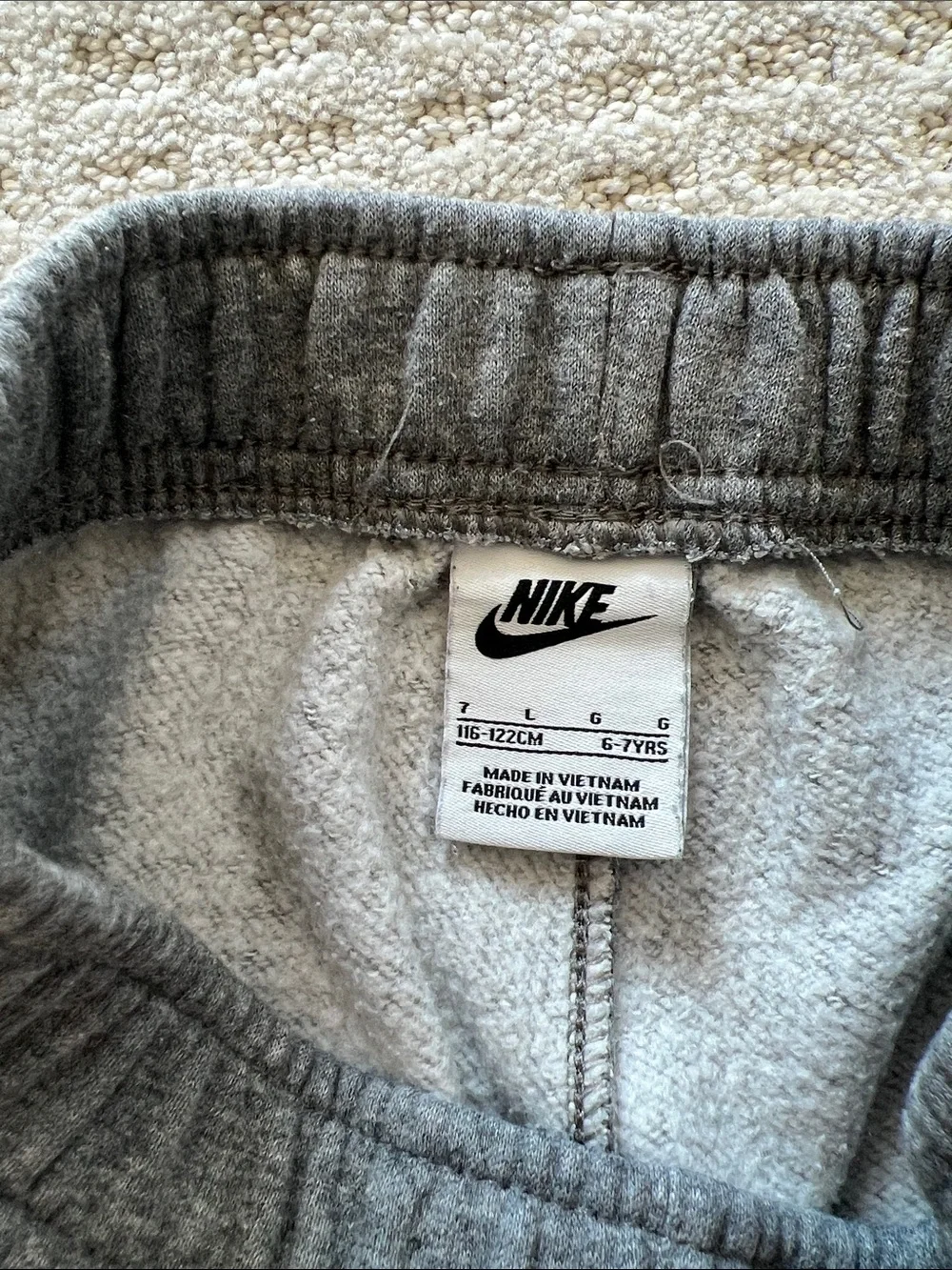 Nike Kids Gray Fleece Joggers with White Logo
